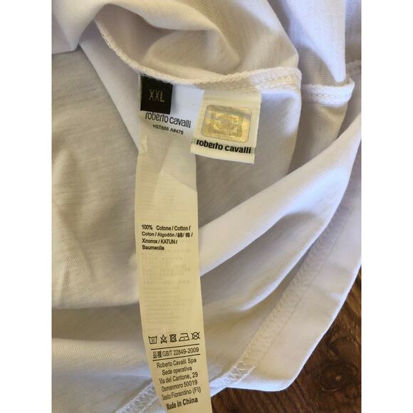 Roberto Cavalli Designer Graphic Logo T-shirt Cotton Size 2XL NWT - Picture 16 of 16